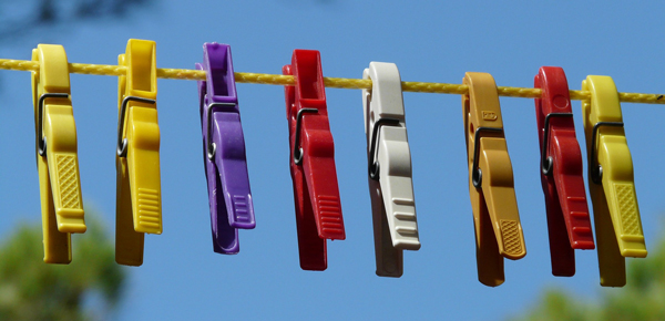 Colorful clothespins hanging outdoors - Project 333